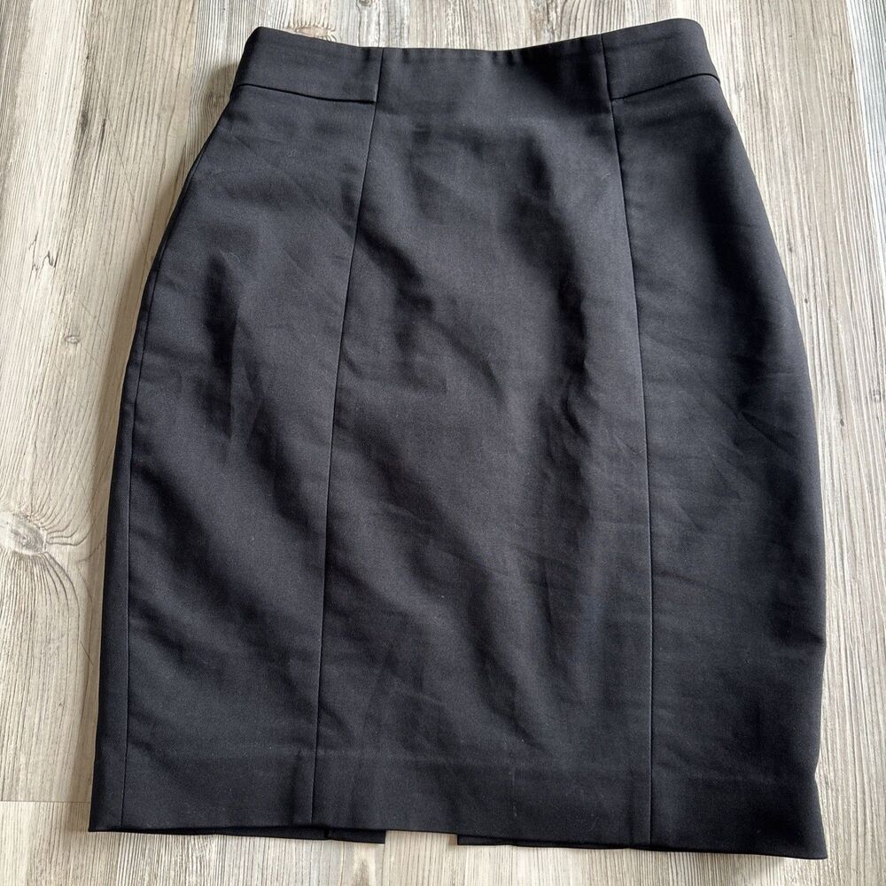 H&M Black Cotton Blend Pencil Miniskirt Lined With Back Slit  Size 4